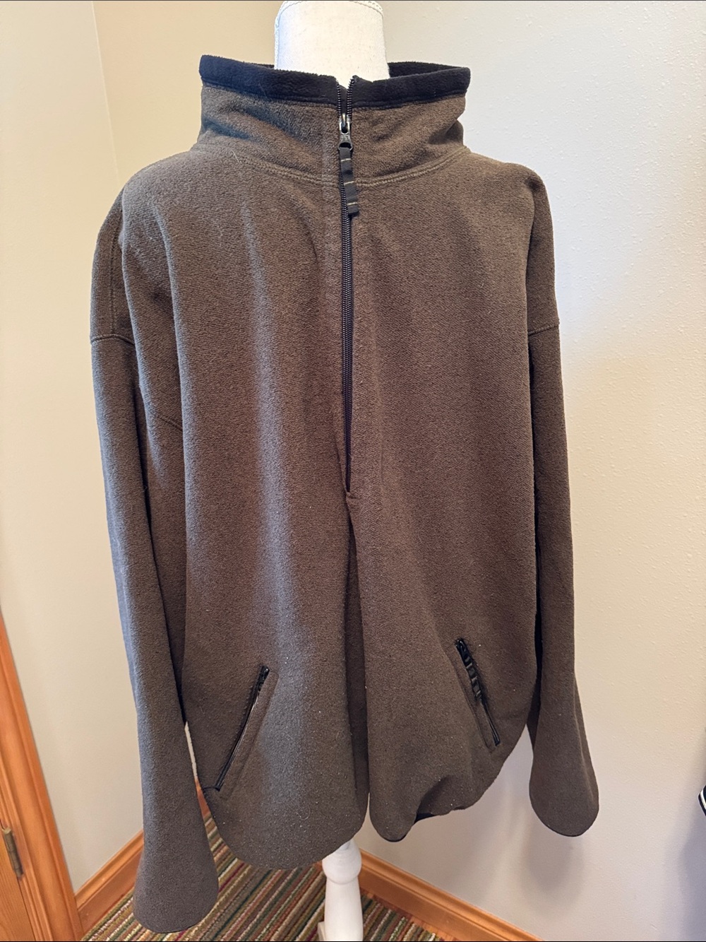 Men's Zip-Front Heavy Fleece Pullover - XL